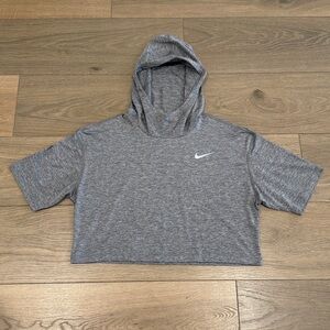 NIKE Heathered Gray Element Pullover Cropped Hoodie Active Running Workout Sz S